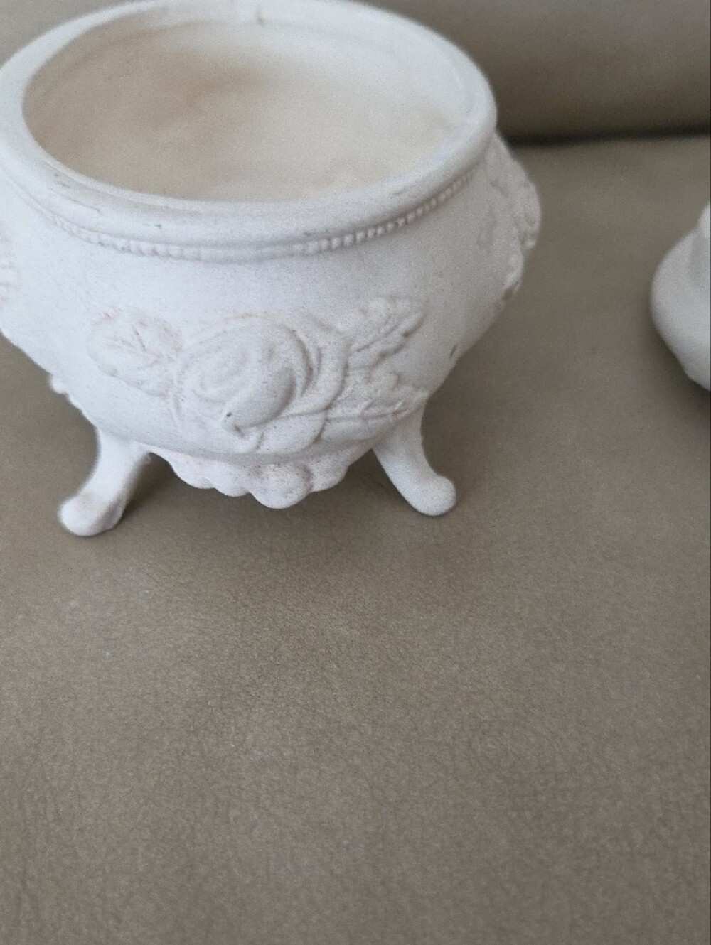 Ornate Floral Decorative Trinket Box in Off White Handcrafted In Canada - Picture 6 of 13